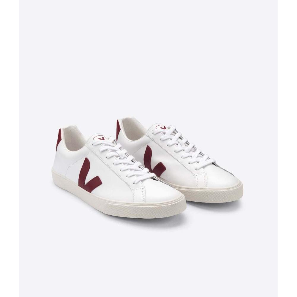 Veja ESPLAR LEATHER Women's Sneakers White/Red | NZ 620JPQ